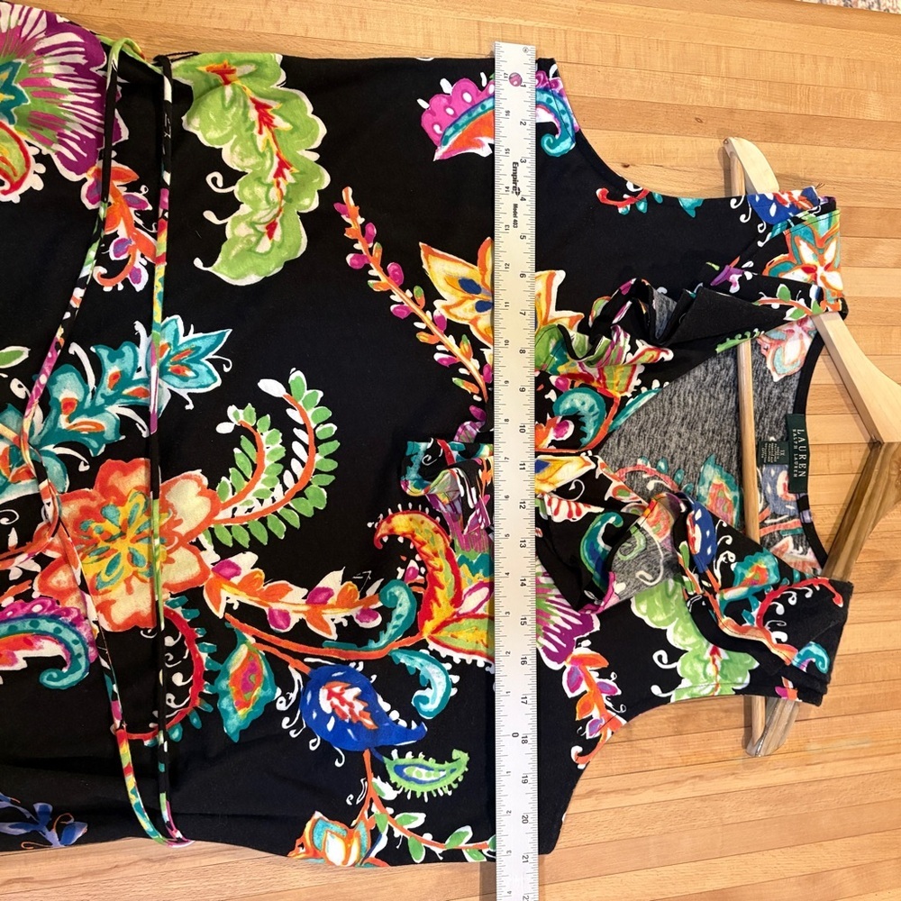Ralph Lauren Black Floral Sleeveless Dress Resort Colorful Beach Vacation - Picture 11 of 13